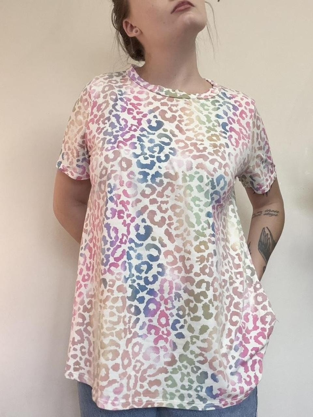 Multicolor Pastel Leopard Short Sleeve Tee